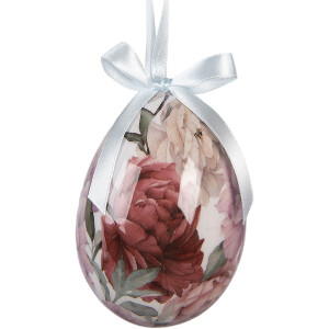 Zestaw 6 wiszących dekoracji w kształcie jaja – biało-różowe, Ø 7x10 cm