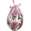 Zestaw 6 wiszących dekoracji w kształcie jaja – biało-różowe, Ø 7x10 cm