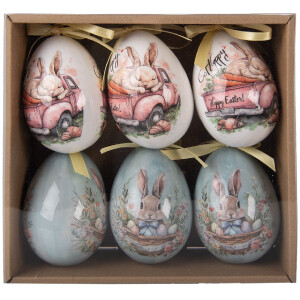 Zestaw 6 kolorowych wiszących dekoracji w kształcie jajka...