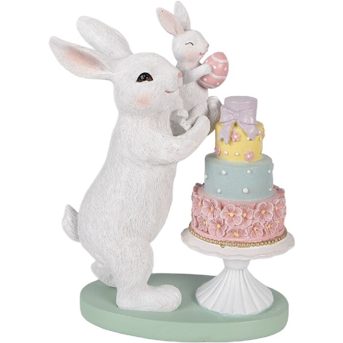 Dekoracja wisząca w kształcie zająca – biała, poliresyna, 21x10x27 cm