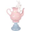 Filiżanka do herbaty z królikiem w różu i białym, 22x14x35 cm