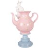 Filiżanka do herbaty z królikiem w różu i białym, 22x14x35 cm