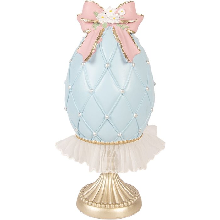 Dekoracja w kształcie jajka w kolorze niebiesko-złotym Ø 12x28 cm – Clayre & Eef
