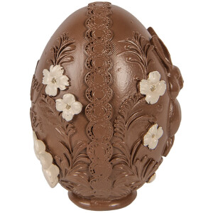 Dekoracja w kształcie jaja Clayre & Eef, brązowo-biała, Ø 9x13 cm