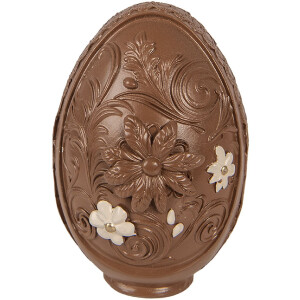 Jajo dekoracyjne Clayre & Eef, brązowo-biały wzór, Ø 9x13 cm