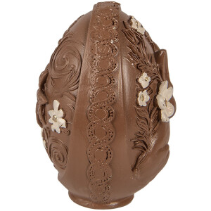 Jajo dekoracyjne Clayre & Eef, brązowo-biały wzór, Ø 9x13 cm