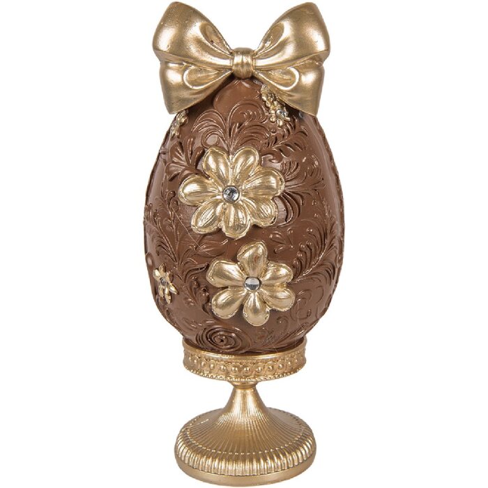 Dekoracja w kształcie jaja 10x9x21 cm, brąz-gold, Clayre & Eef