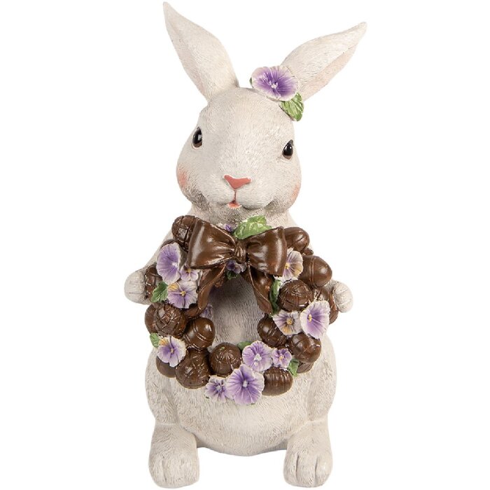 Dekoracja wisząca królik biało-brązowy 17x16x30 cm – Clayre & Eef