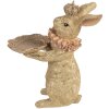 Dekoracja z królikiem i miseczką – beżowy z akcentami złotymi, 31x20x33 cm