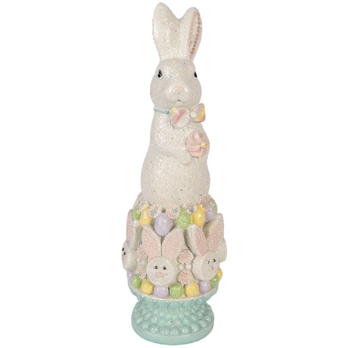 Figurka królika w kolorze biało-różowym – Clayre & Eef 12x11x34 cm