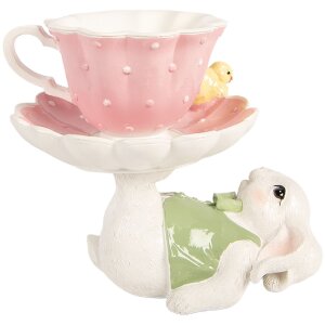 Królik dekoracyjny Clayre & Eef, biało-różowy, 20x14x17 cm