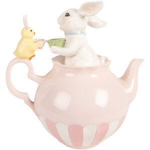 Dekoracja wisząca w kształcie zająca – biało-różowa, 20x14x20 cm, Clayre & Eef