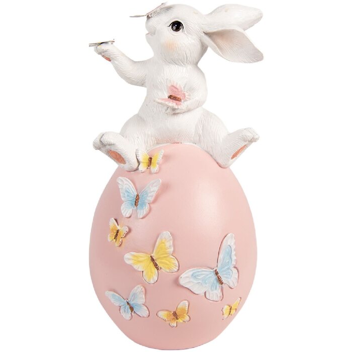 Kotek na jajku – dekoracja ścienna biało-różowa 16x15x29 cm