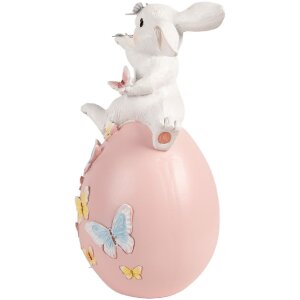 Kotek na jajku – dekoracja ścienna biało-różowa 16x15x29 cm