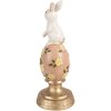 Dekoracja z królikiem na jajku – biało-różowa, Ø 10x26 cm, Clayre & Eef
