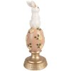 Dekoracja z królikiem na jajku – biało-różowa, Ø 10x26 cm, Clayre & Eef
