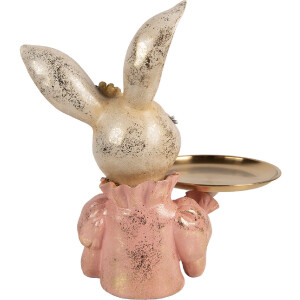 Bustek królika Clayre & Eef, beżowy, 27x24x30 cm – dekoracja do wnętrza
