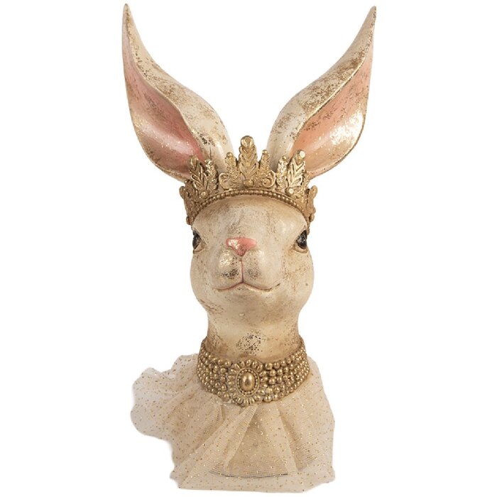 Dekoracja wisząca królik beżowo-złoty, 19x16x29 cm, Clayre & Eef