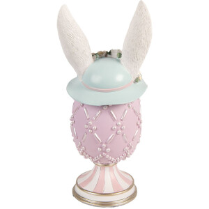 Dekoracja w kształcie jaja Clayre & Eef, fioletowo-biała, Ø 13x30 cm