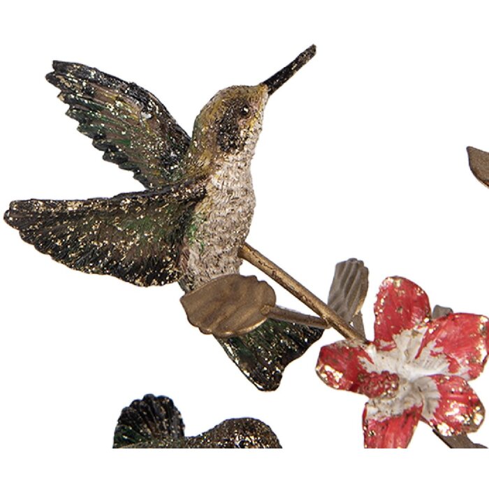 Stojak na świece w kształcie ptaków – złoto i czerwień, 27x17x38 cm, Clayre & Eef