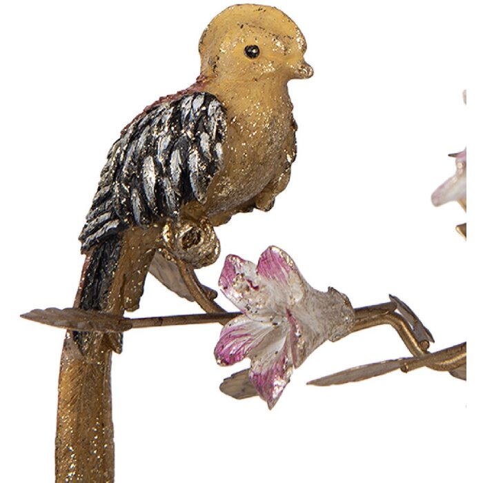 Świecznik w kształcie ptaków Clayre & Eef, złoto-pomarańczowy, 26x16x36 cm