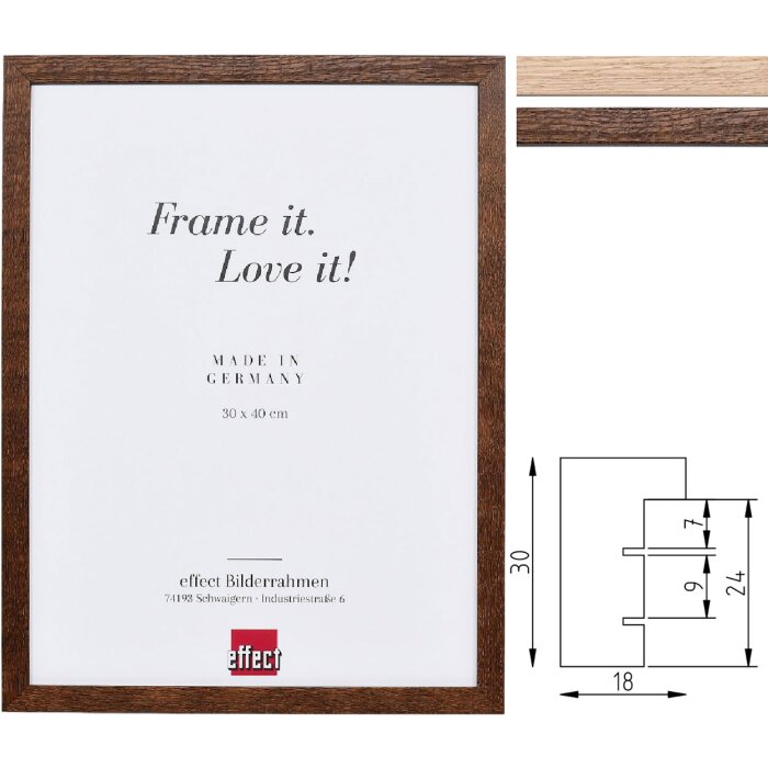 Rama lustrzana Effect 2430 z drewna dębowego – nowoczesny, wysoki profil