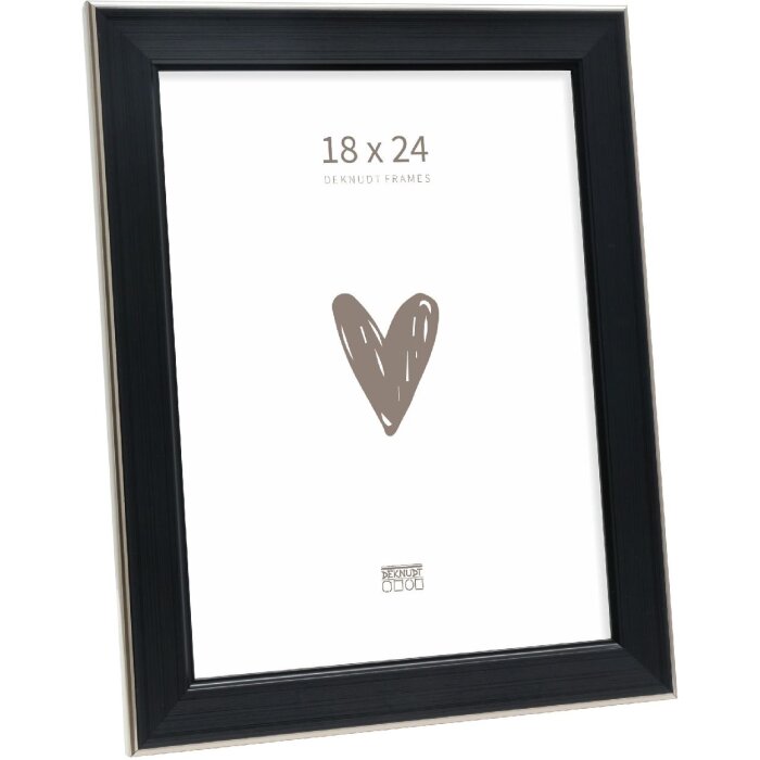 Ramka na zdjęcia Deknudt S244, czarna z srebrną krawędzią, 18x24 cm