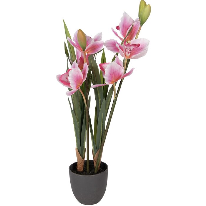 Dekoracja wisząca w kształcie orchidei Cattleya Hybryda – różowo-zielona, 55 cm