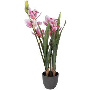 Dekoracja wisząca w kształcie orchidei Cattleya Hybryda – różowo-zielona, 55 cm