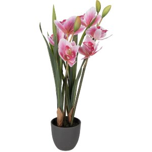 Dekoracja wisząca w kształcie orchidei Cattleya Hybryda – różowo-zielona, 55 cm