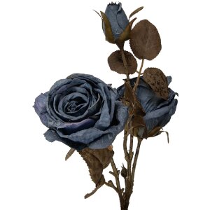 Dekoracja wisząca Clayre & Eef – gałązka z kwiatami, niebiesko-zielona, 12x12x70 cm