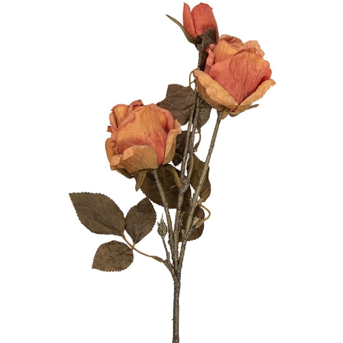 Dekoracja wisząca Clayre & Eef – gałązka z kwiatami pomarańczowo-zielonymi 12x12x70 cm