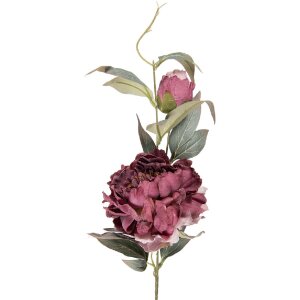 Dekoracja gałązka z kwiatami fioletowo-zielone, 14x14x78 cm – Clayre & Eef