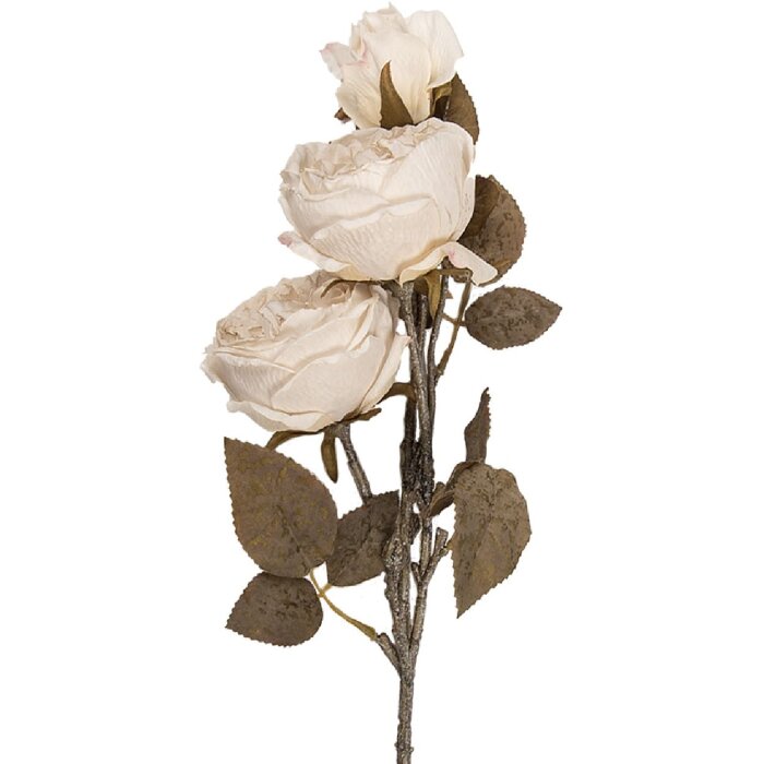 Dekoracja gałązka z kwiatami – biel i zieleń, 12x15x70 cm