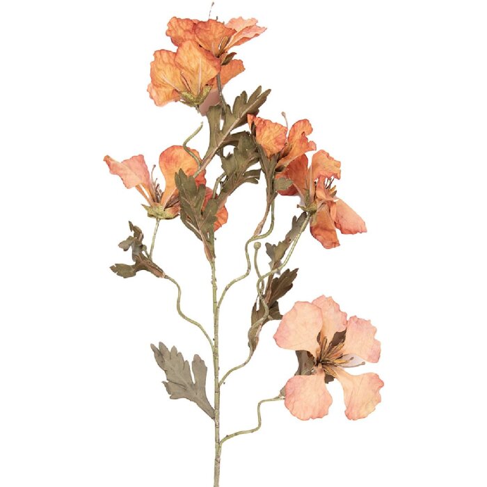 Dekoracja wisząca z gałązką i kwiatami w odcieniach pomarańczy i zieleni 8x20x82 cm