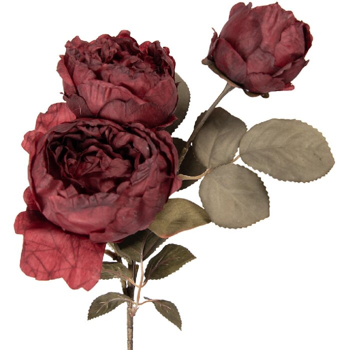 Dekoracja wisząca Clayre & Eef w kształcie kwiatowego pnia z kwiatami, czerwono-zielona, 12x15x52 cm