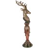 Dekoracja wisząca w kształcie jelenia złotego z zielonymi akcentami 16x22x70 cm