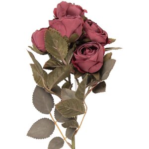 Dekoracja gałąź z kwiatami Clayre & Eef, czerwono-zielona, 8x13x43 cm