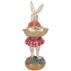 Dekoracja wisząca królik z miseczką – beżowo-różowa, 11x14x30 cm