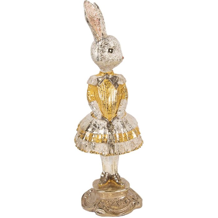Dekoracja wisząca w kształcie królika beżowo-złota Ø 13x36 cm