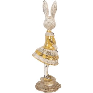 Dekoracja wisząca w kształcie królika beżowo-złota Ø 13x36 cm