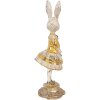 Dekoracja wisząca w kształcie królika beżowo-złota Ø 13x36 cm