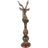 Figurka jelenia złota z czerwonymi akcentami 14x17x49 cm – dekoracja świąteczna