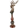 Figurka jelenia złota z czerwonymi akcentami 14x17x49 cm – dekoracja świąteczna