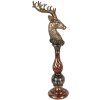 Figurka jelenia złota z czerwonymi akcentami 14x17x49 cm – dekoracja świąteczna