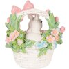 Dekoracja z królikiem w koszu – biało-różowa, 15x9x16cm, Clayre & Eef