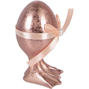 Dekoracja w kształcie jajka Ø 6x10 cm, różowo-pomarańczowa, polyresyna, Wiosna i Wielkanoc