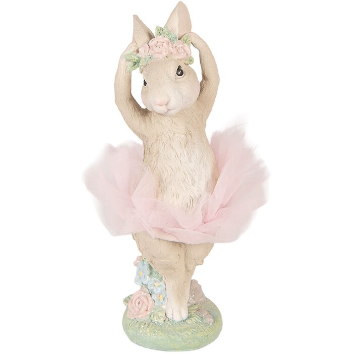 Zając dekoracyjny beżowo-różowy, 10x9x27 cm, nowoczesny design