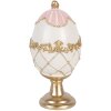 Dekoracja w kształcie jaja Clayre & Eef, biała z akcentem złota, Ø 8x15 cm