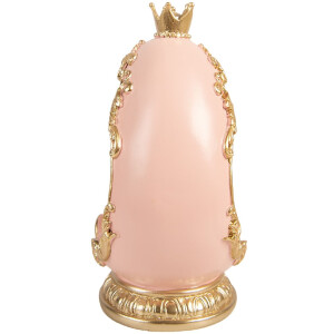 Dekoracja w kształcie jaja z królikiem – biało-złota, 13x10x20 cm